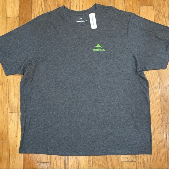 Tommy Bahama Men's Graphic Tee Size 2XLB COAL HTHR 100% Cotton PICK UP LIME NEW - Picture 3 of 4